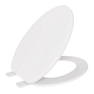 Jones Stephens Closed Front Elongated Plastic Toilet Seat W/Cover 18.5" White